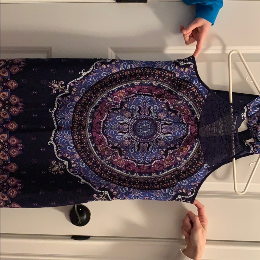 Multi color navy mini dress.